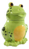 Ebros Whimsical Smiling Green Spotted Frog Ceramic Cookie Jar Container Figurine 8"H