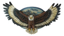 King Of The Skies Bald Eagle Open Wings With Mountain Scene Wall Decor Plaque