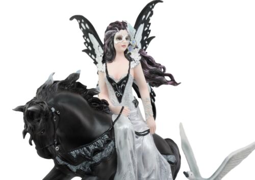 Nene Thomas Lamentation of Swans Masquerade Fairy Riding On Black Horse Statue