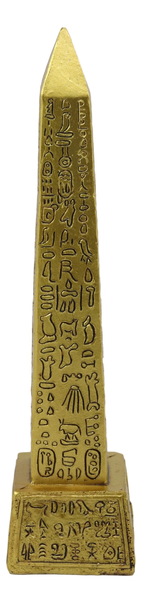 Ebros Gods Of Egypt Temple of Ra Gold Colored Luxor Obelisk With Hieroglyphs Statue - Ebros Gift
