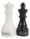 Black King And White Queen Checkmate Chess Ceramic Salt And Pepper Shakers Set