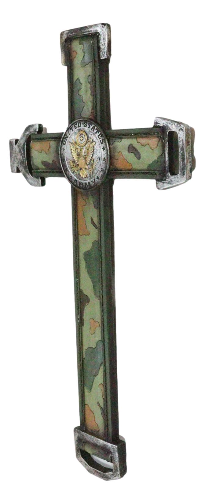 Western United States Army Military Eagle Medallion in Camo Green Wall Cross