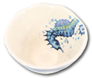 Nautical Blue And White Seahorse Cereal Small Rice Soup Ceramic Bowls Pack Of 2