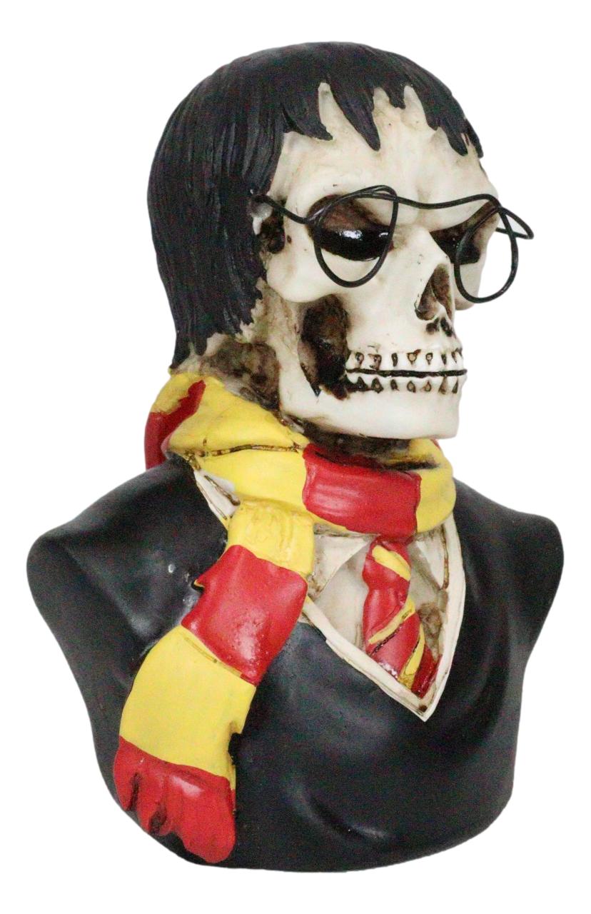 Scary Potter Sorcerer Gryffindor Skeleton With Scarf And Glasses Mini Figurine