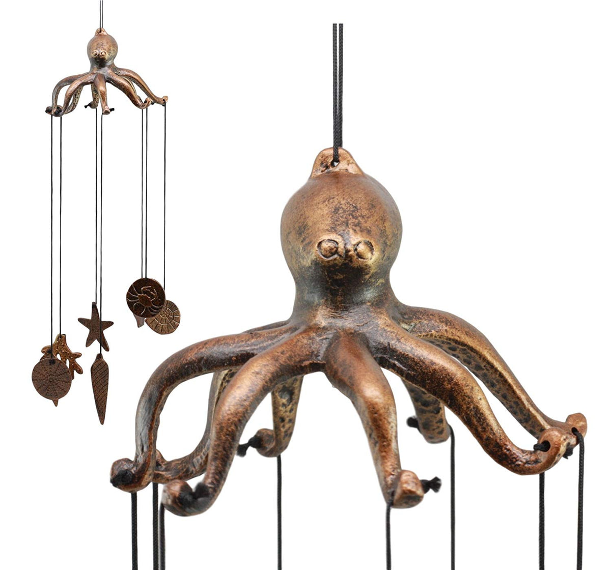 Ebros Gift Aluminum Coastal Sea Giant Octopus Kraken Resonant Relaxing Wind Chime Patio Garden Decor - Ebros Gift
