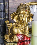 Vastu Hindu Elephant God Baby Ganesha Ganapati Holding Lotus Flower Figurine