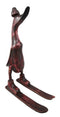 Balinese Wood Handicrafts "Bebek Angsa" Royal Maroon Red Skiing Duck Figurine