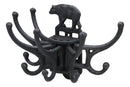 Ebros Cast Iron Rustic Forest Black Bear Free Spinning Wall Hanging Coat Hooks 9"Wide