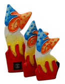 Ebros Balinese Wood Handicrafts Bright Colors Cat Family Set of 3 Figurines