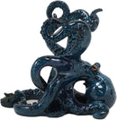 Ebros Nautical Coastal Ocean Blue Octopus Wine Holder 8"Wide Cephalopod Giant Creature Kraken Wine Caddy Figurine Statue Figurine