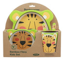 Ebros Tiger Kids Children Toddler Baby 5 Piece Organic Bamboo Dinnerware Set