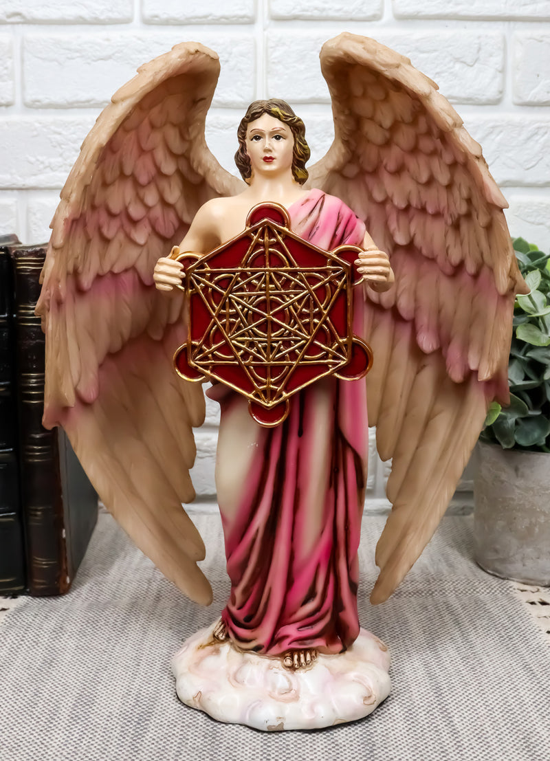 Judaism Metatron Angel Holding Sacred Flower Of Life Geometric Cube Statue Enoch