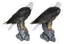 Pack of 2 Large 20"H Lifelike Patriotic American Bald Eagle On Rock Figurines