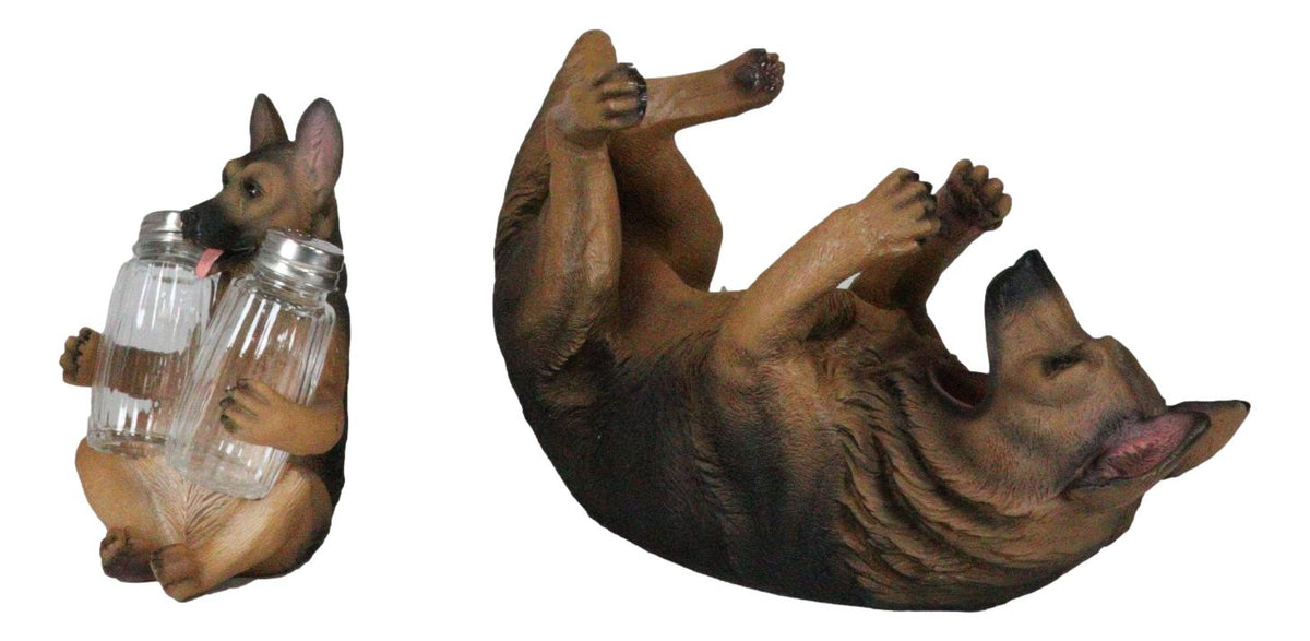 Ebros Dog German Shepherd Wine Holder and Salt Pepper Shakers Holder Set