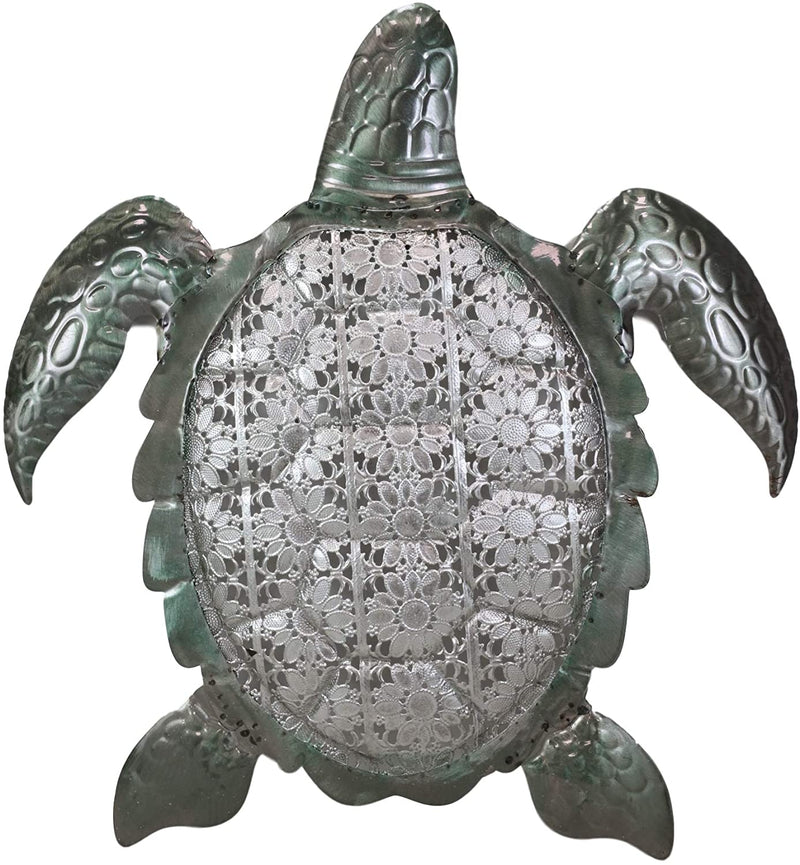 Ebros 3 Piece Galvanized Metal Swimming Sea Turtles Hanging Wall Decor Plaques - Ebros Gift