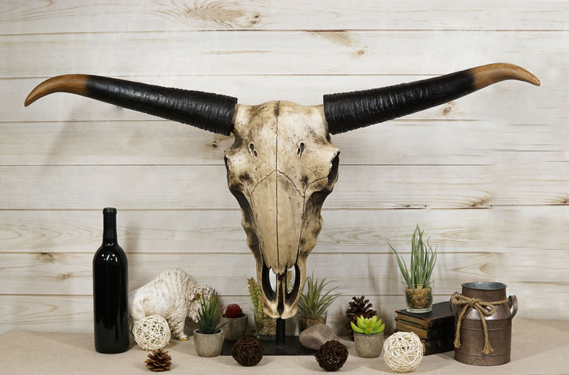 Western Rustic Large 38"Wide Longhorn Steer Cow Skull Wall Head Hanging Plaque