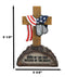 Ebros Patriotic Fallen Soldiers Memorial Cross With American Flag And Dog Tags Statue