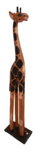 Balikraft Balinese Wood Handicraft Large Spotted Safari Giraffe Figurine 31.5"H
