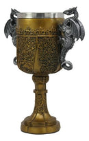 King Arthur Holy Grail The Golden Cup Of Life Dual Dragons Wine Goblet Chalice