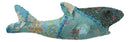 Great White Shark Hand Crafted Paper Mache In Colorful Sari Fabric Figurine