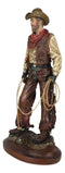 Western Full Outfit Cowboy Holding Cattle Lasso Ropes Statue 15.5"H