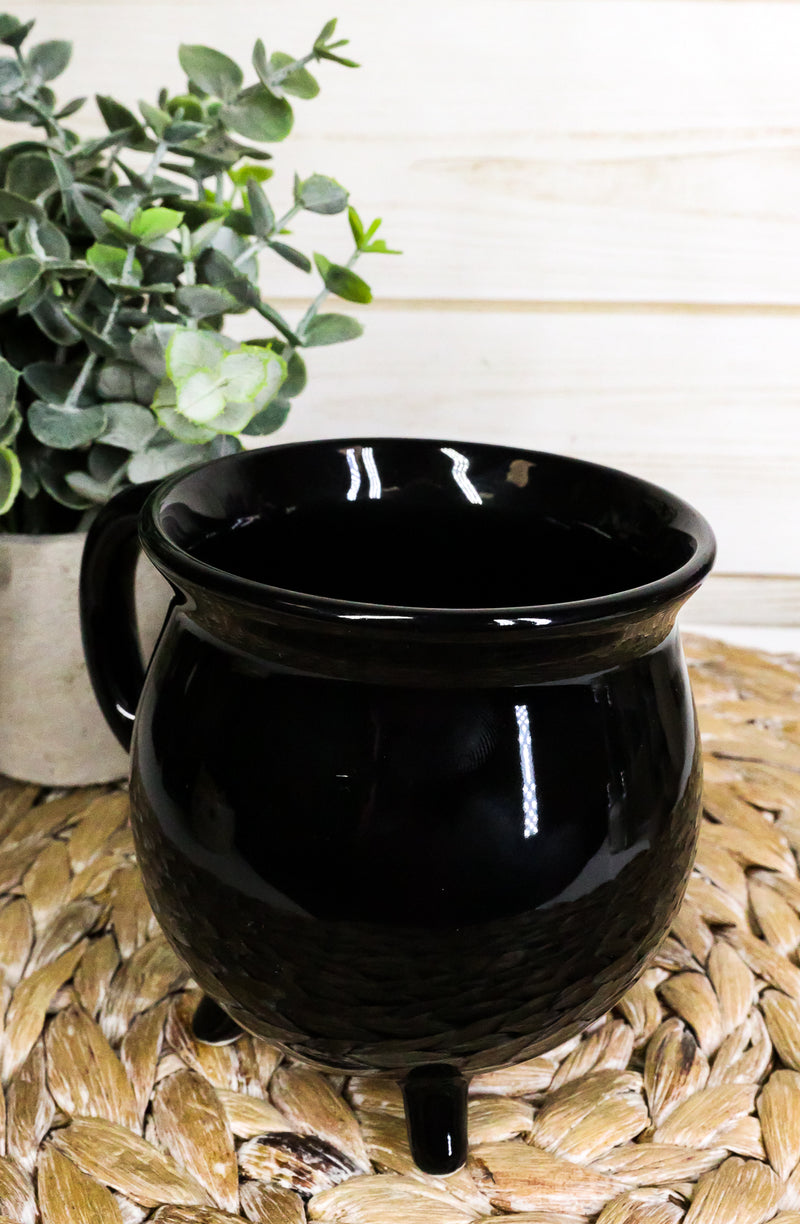 Ceramic Wicca Hocus Pocus Witch Potion Broil Black Cauldron Mug Cup With Handle