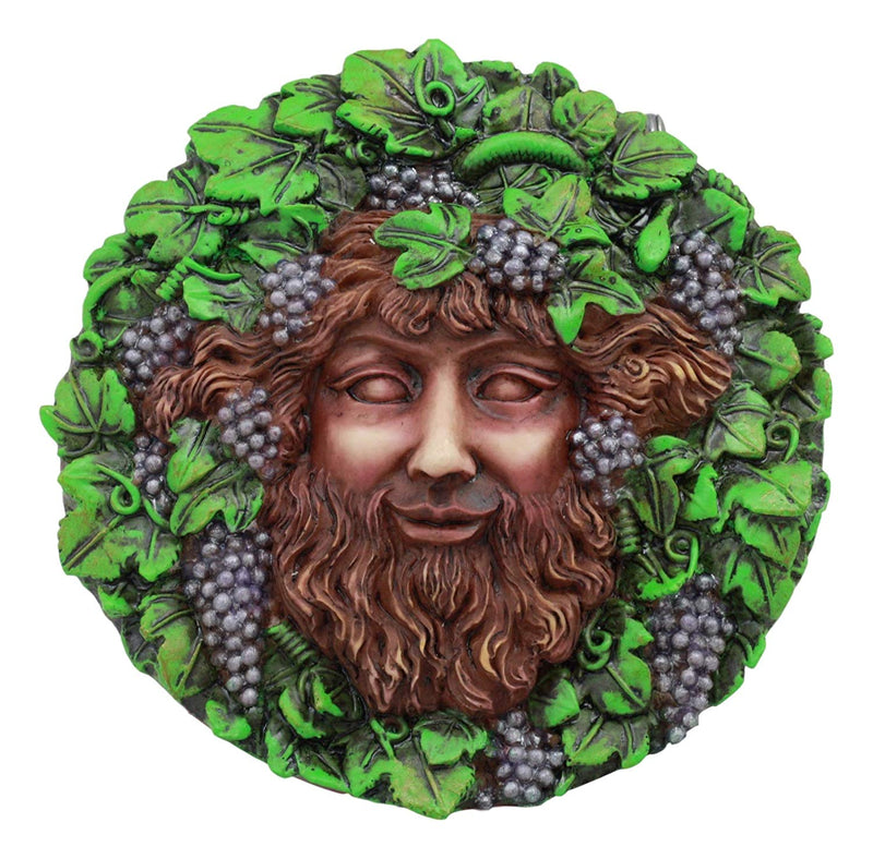 Ebros Dionysus Bacchus Spirit of The Vine Decor Wall Plaque 5.25" Diameter Wiccan Wicca Art Decorative Sculpture by Oberon Zell