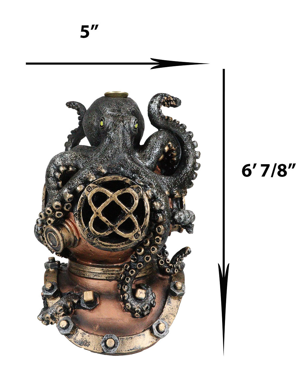 Ocean Marine Octopus Kraken On Steampunk Divers Helmet Incense Cone Burner - Ebros Gift