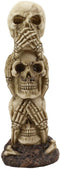 Ebros Triple Stacked Funny See Hear Speak No Evil Skulls Figurine 7.5"H