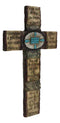 Rustic Western Christian Bible Verses Scriptures Turquoise Stones Wall Cross