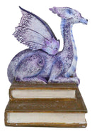 Amy Brown Purple Crater Moon Bookworm Dragon Sitting On Stack Of Books Figurine