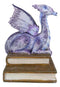 Amy Brown Purple Crater Moon Bookworm Dragon Sitting On Stack Of Books Figurine