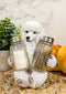 Ebros White French Poodle Puppy Pet Dog Glass Salt And Pepper Shakers Holder Set