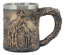 Ebros Giraffe And Calf Family Coffee Mug Textured With Rustic Tree Bark Design