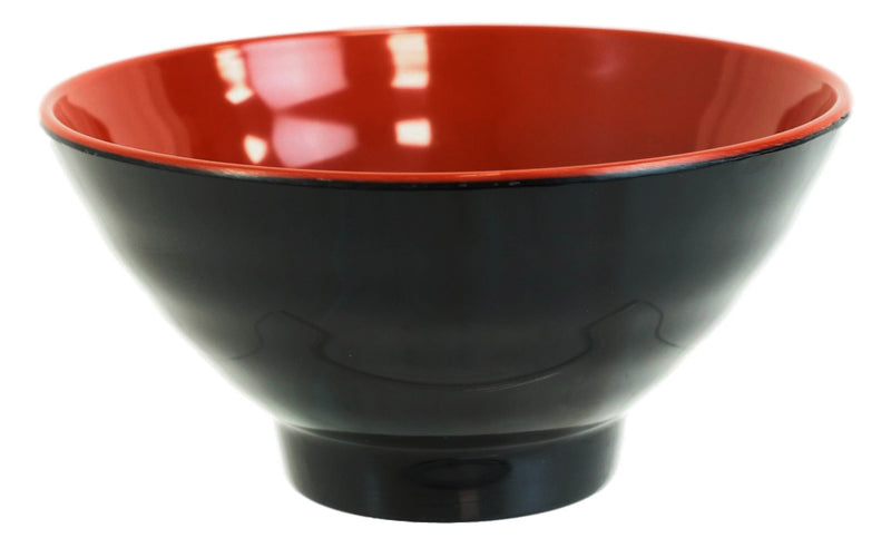 Pack Of 12 Modern Ridged Red Black Melamine Small 10oz Rice Miso Soup Bowls Set