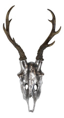 Large 16"H Silver Rustic Deer Buck Head Skull Antlers Wall Decor Plaque Figurine