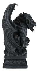 Gothic Winged King Kong Ape Man Gargoyle Perching On Celtic Pedestal Figurine