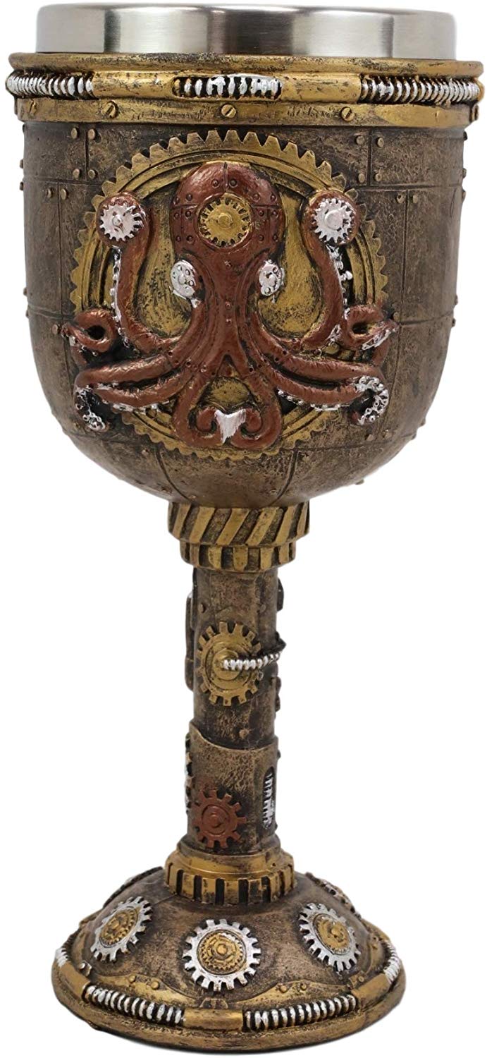 Nautical Steampunk Clockwork Technology Kraken Sea Octopus Wine Goblet Chalice