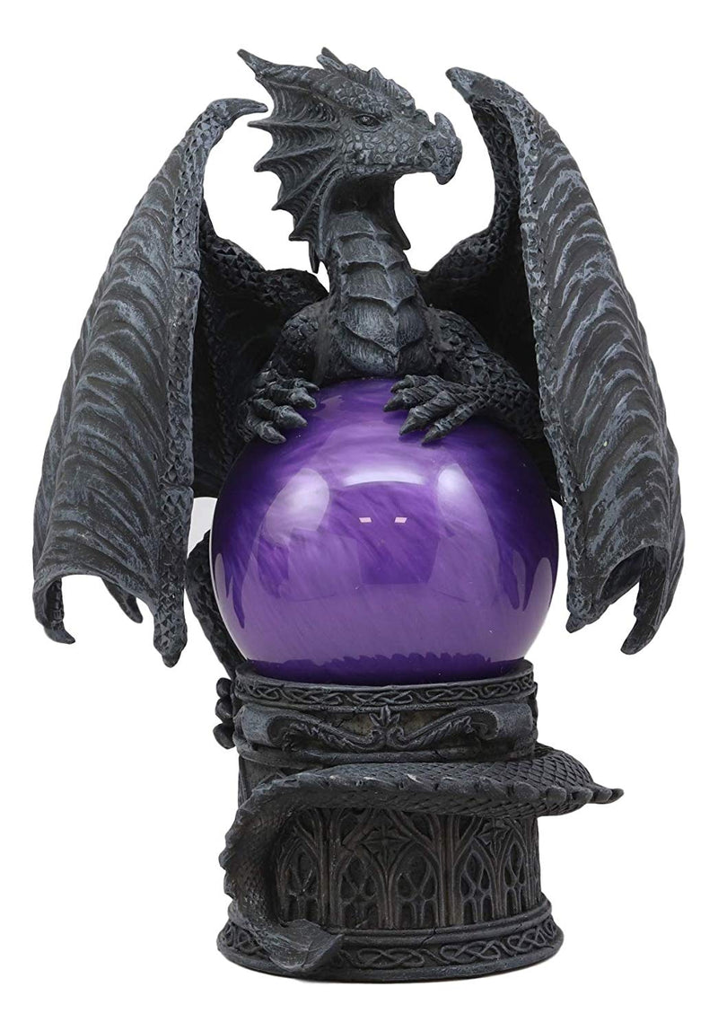 Ebros Midnight Climbing Winged Dragon Purple Blood Sandstorm Ball Statue 10"H