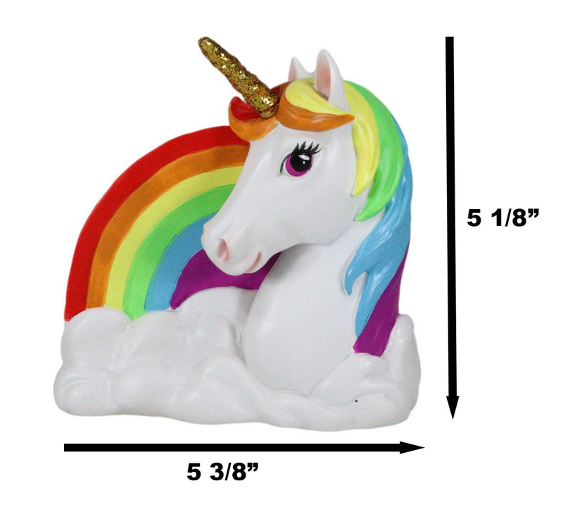 Sacred Pride Golden Horn Rainbow Unicorn On Clouds Paper Napkin Holder Figurine