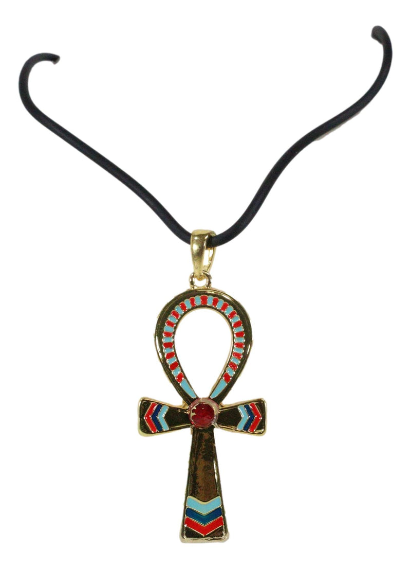 Egyptian Solar Ra Ankh Key Pendant Medallion Pewter Necklace Accessory Jewelry