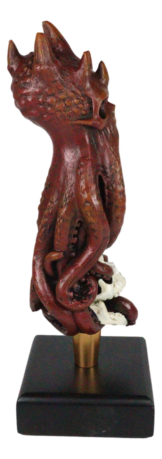 Ebros Red Octopus Demon King Crushing Skull Novelty Beer Tap Handle Figurine With Base