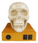 Wicca Astrology Zodiac Skull LED Night Light Statue With USB Charging Wood Base