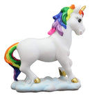 Ebros Beautiful Rainbow Mane Gold Horn Unicorn Mare Horse Walking On Clouds Figurine