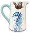 Nautical Marine Blue White Seahorse Ceramic Hot Or Cold Drink Jug Pitcher 35oz