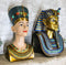 Large Egyptian Pharaoh King Tut And Queen Nefertiti Bust Statue Set Of 2 Decor