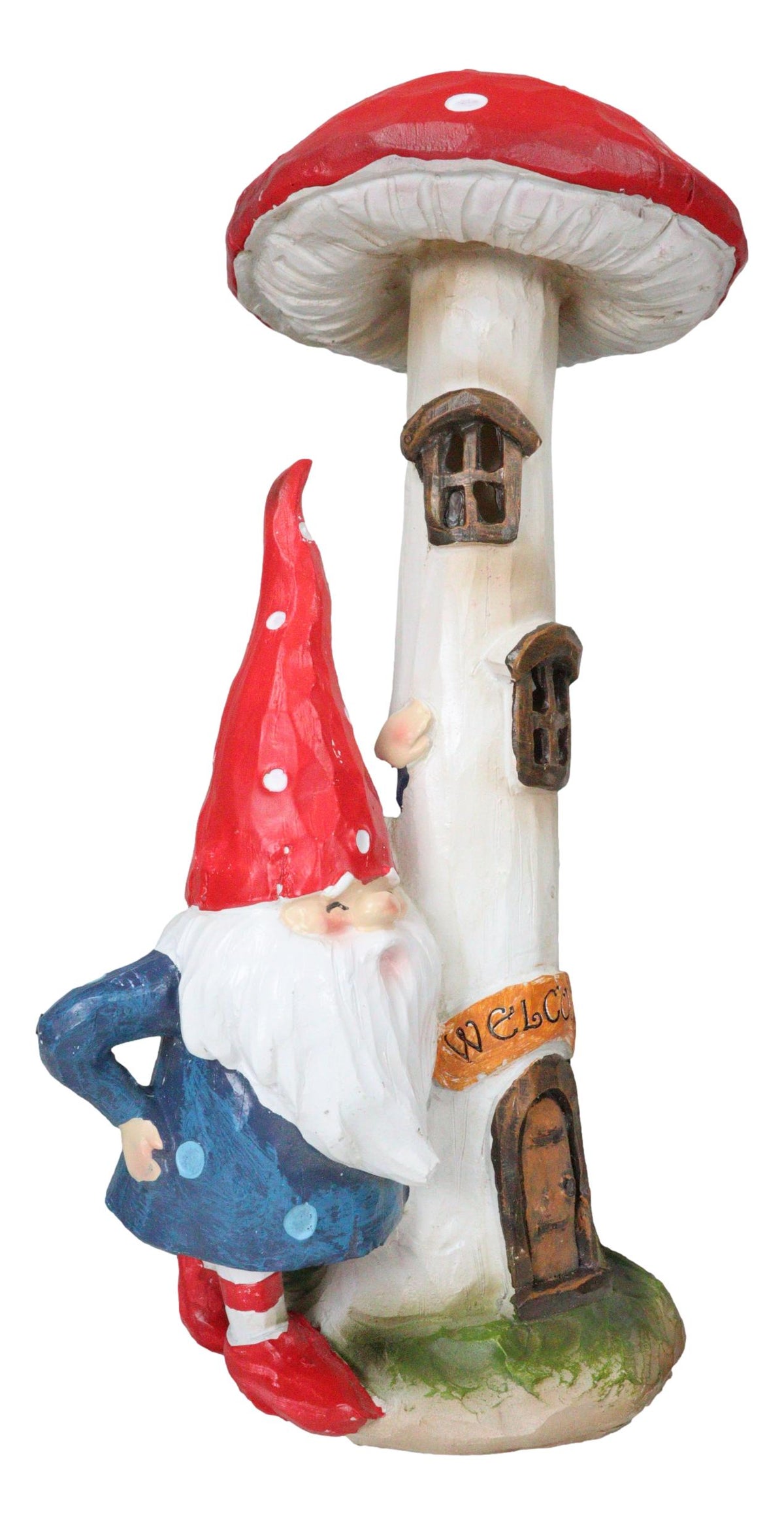 Whimsical Garden Gnome By Toadstool Mushroom Home LED Courtesy Light Figurine - Ebros Gift