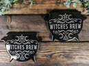 Set Of 4 Wicca Occult Witches Brew Pentagram Cauldron Ceramic Cork Coasters