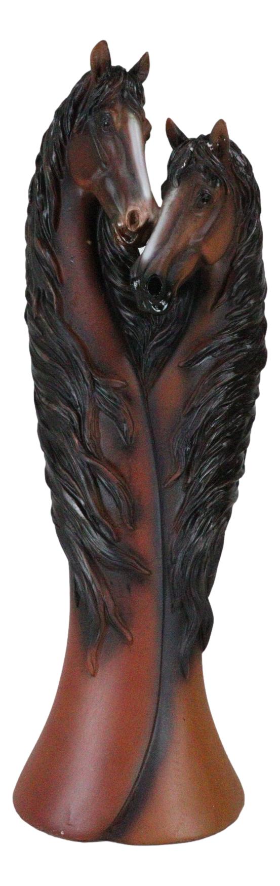 Rustic Western Country Heart Double Chestnut Horses Decorative Floral Vase