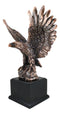 Aerial Majestic Bald Eagle On Rock Ledge Stretching Out Wings Figurine With Base